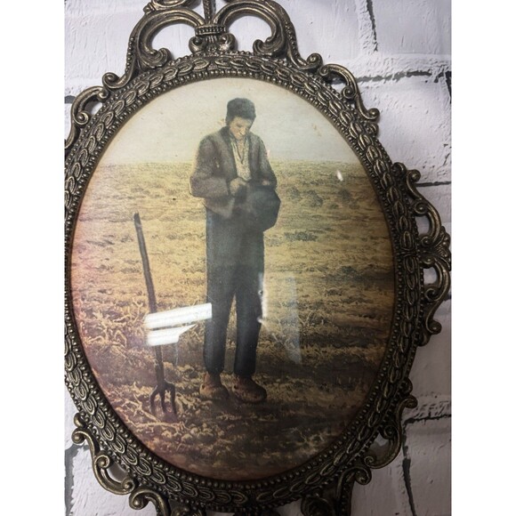 Set Angelus Jean-Francois Millet Farmer & Wife Convex Bubble Oval Glass Italy - Picture 8 of 15